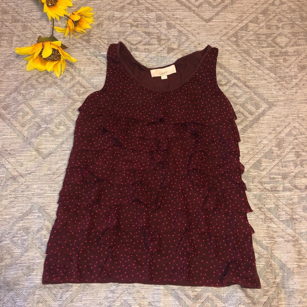 Ann Taylor Loft Ruffled Sleeveless Top
